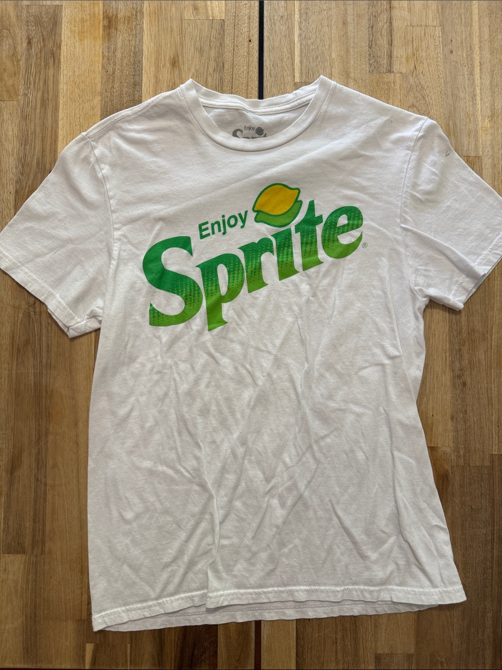 Coca Cola Sprite White Tee with Green Logo and Yellow Lemon